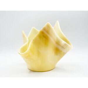 Vtg Handkerchief Vase Iridescent Art Glass Bowl Cream Catch All Signed MAP 1999